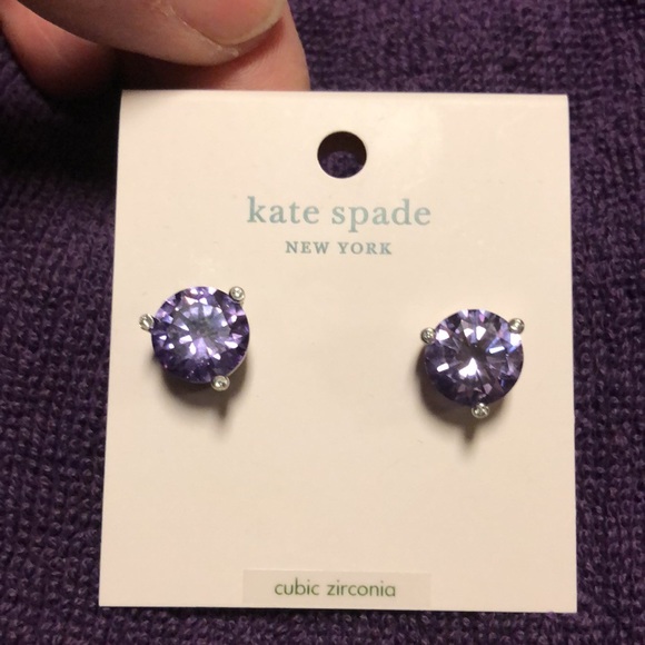 NWT Kate Spade ♠️ Purple Cubic Zirconia Stud Earrings - Picture 6 of 7